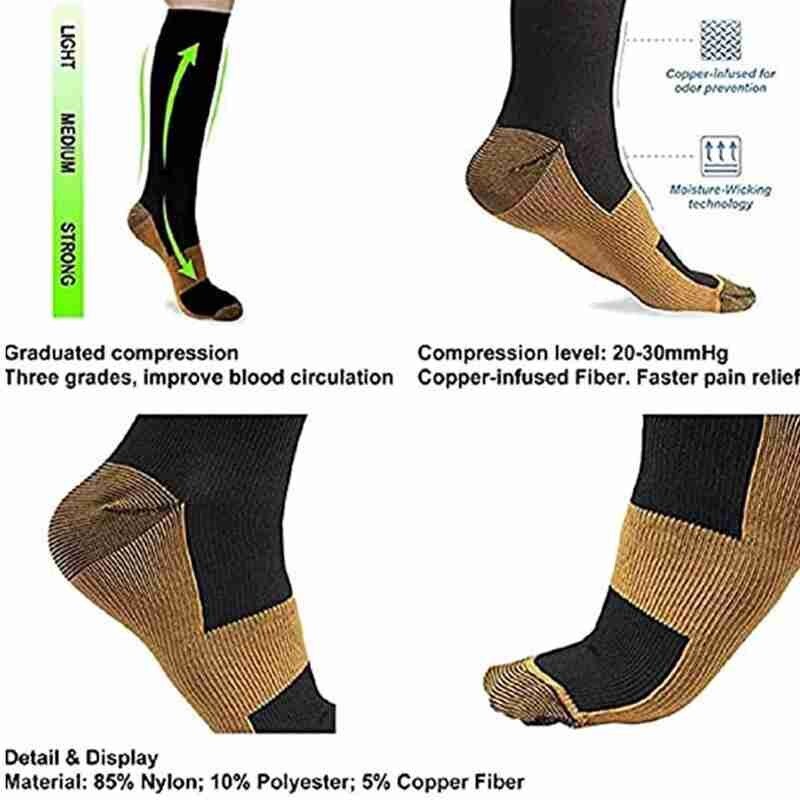 Chaussettes à Compression pour soulager les varices, bas de Compression pour les genoux, unisexe, couleur, cuisses hautes, chaussettes longues en Nylon,
