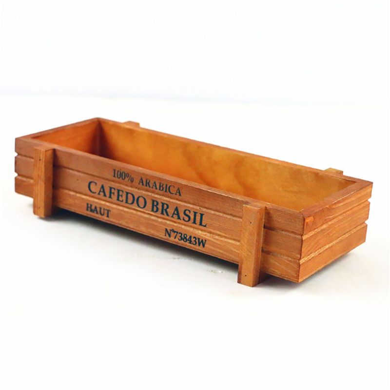 Macetero Vintage de madera para jardín, caja rectangular para suculentas, lecho de planta: BR