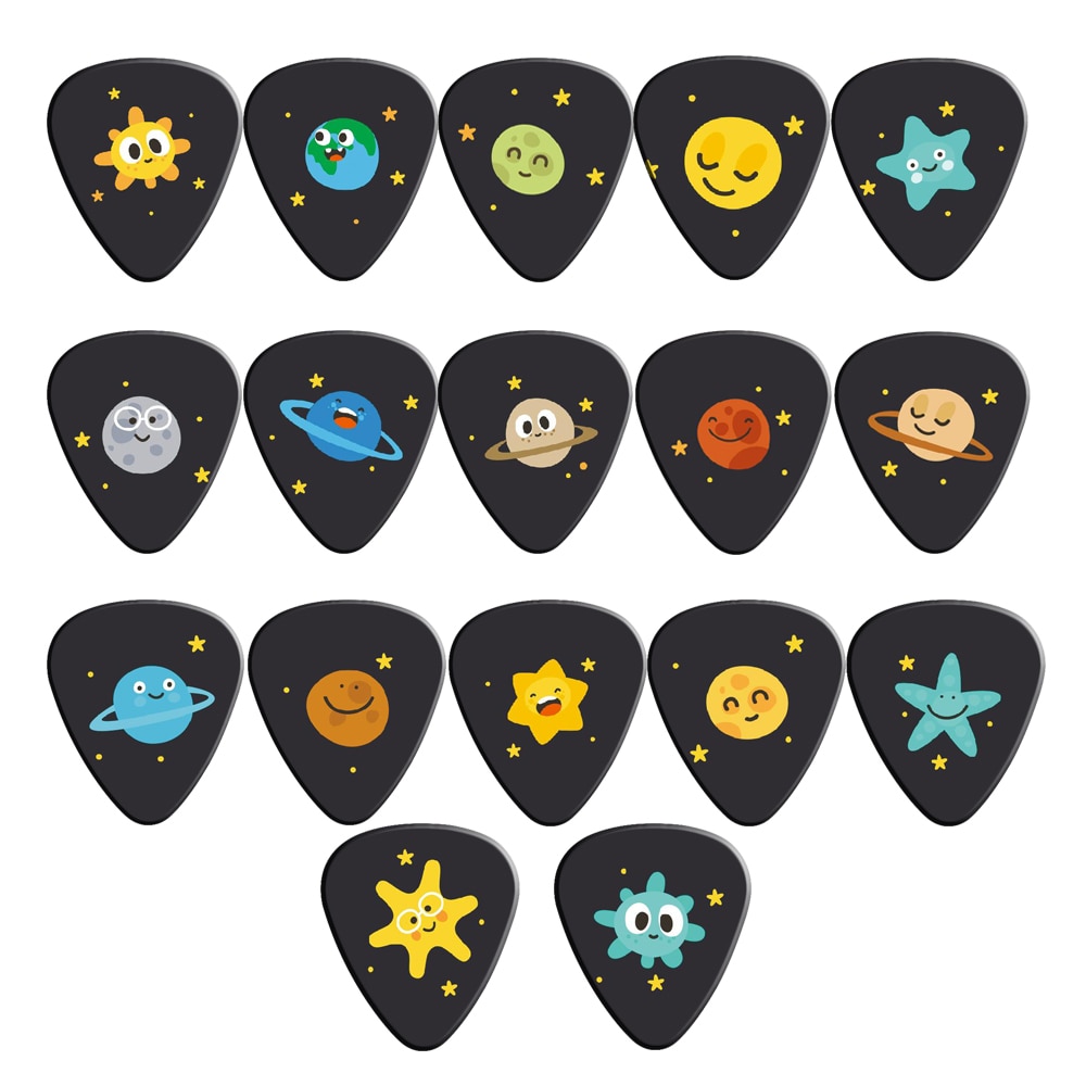 Soach 10 st/lot 0.71mm tjocklek tecknad vidsträckthet av universum stjärngitarrplockningar mönster gitarrband gitarrdelar gitarr enl.