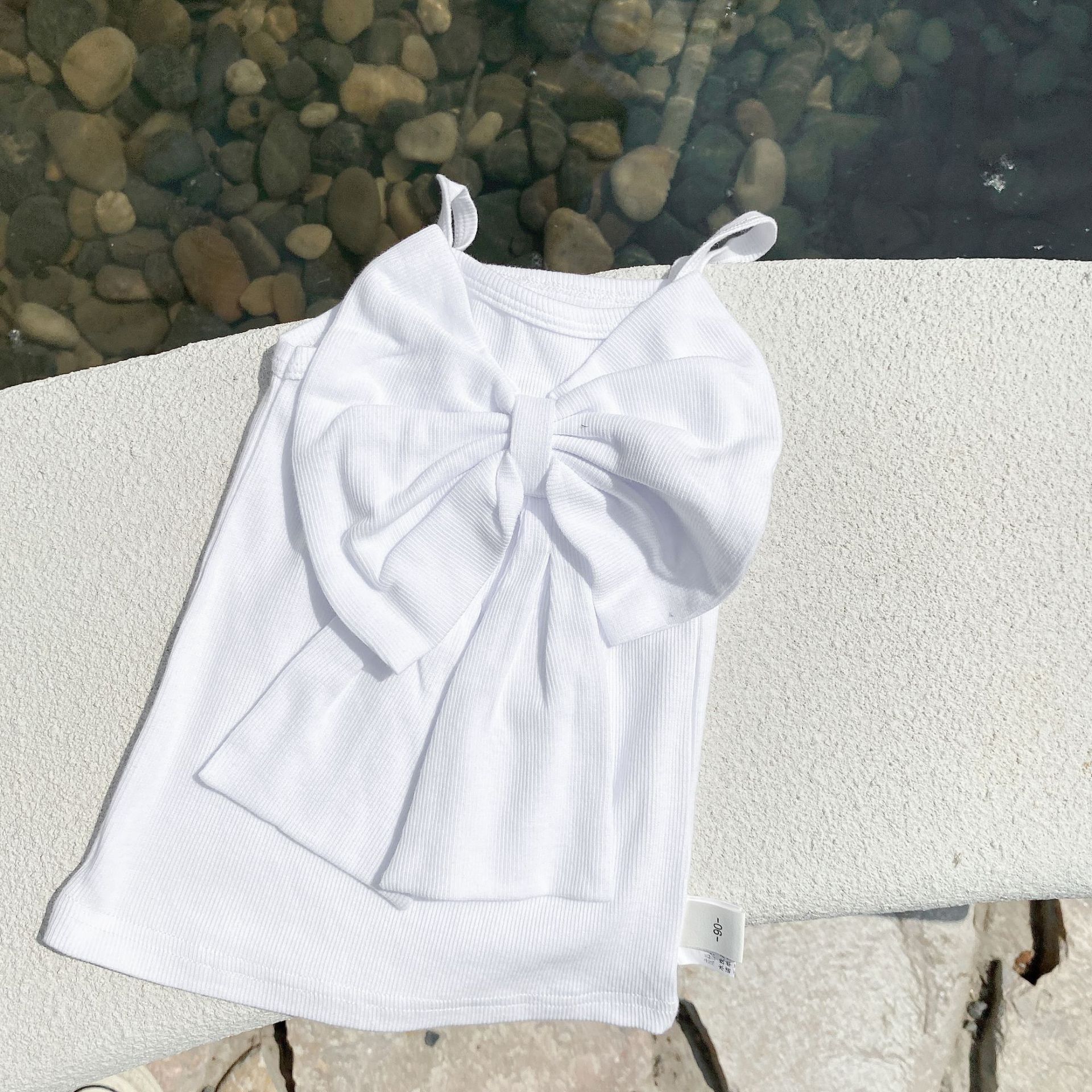 Summer Girls Candy Color Vest with Bow Kids Vests: White / 6
