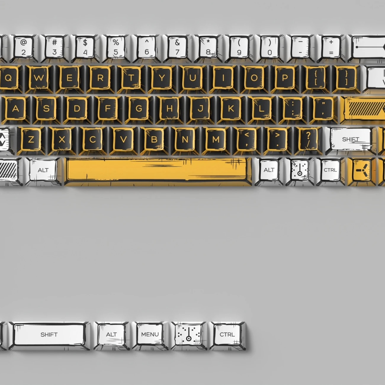 140-Tasten-Tastenkappen-einstellen mit Comic-Thema, PBT-Tastaturkappe Ich bin Manga-Stil, Kirschprofil-Spielen-Tastenkappe für mechanische Tastatur, 1,5 u alt: verrotten