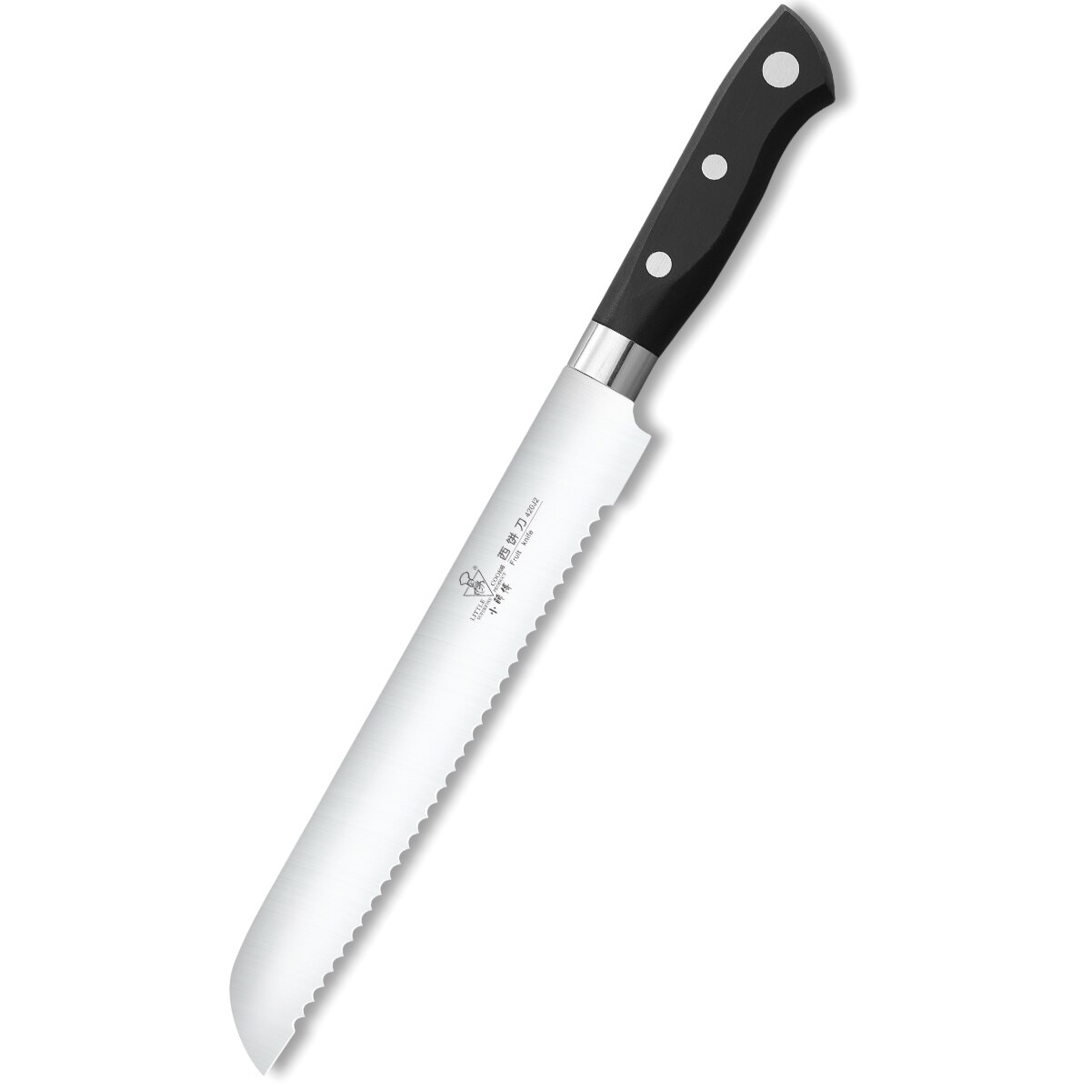 Little cook 5-- delige keukenkoksmessenset met vaste tang, scherp vleesmes, handgemaakte groentesnijder, kookgereedschap: Broodmes