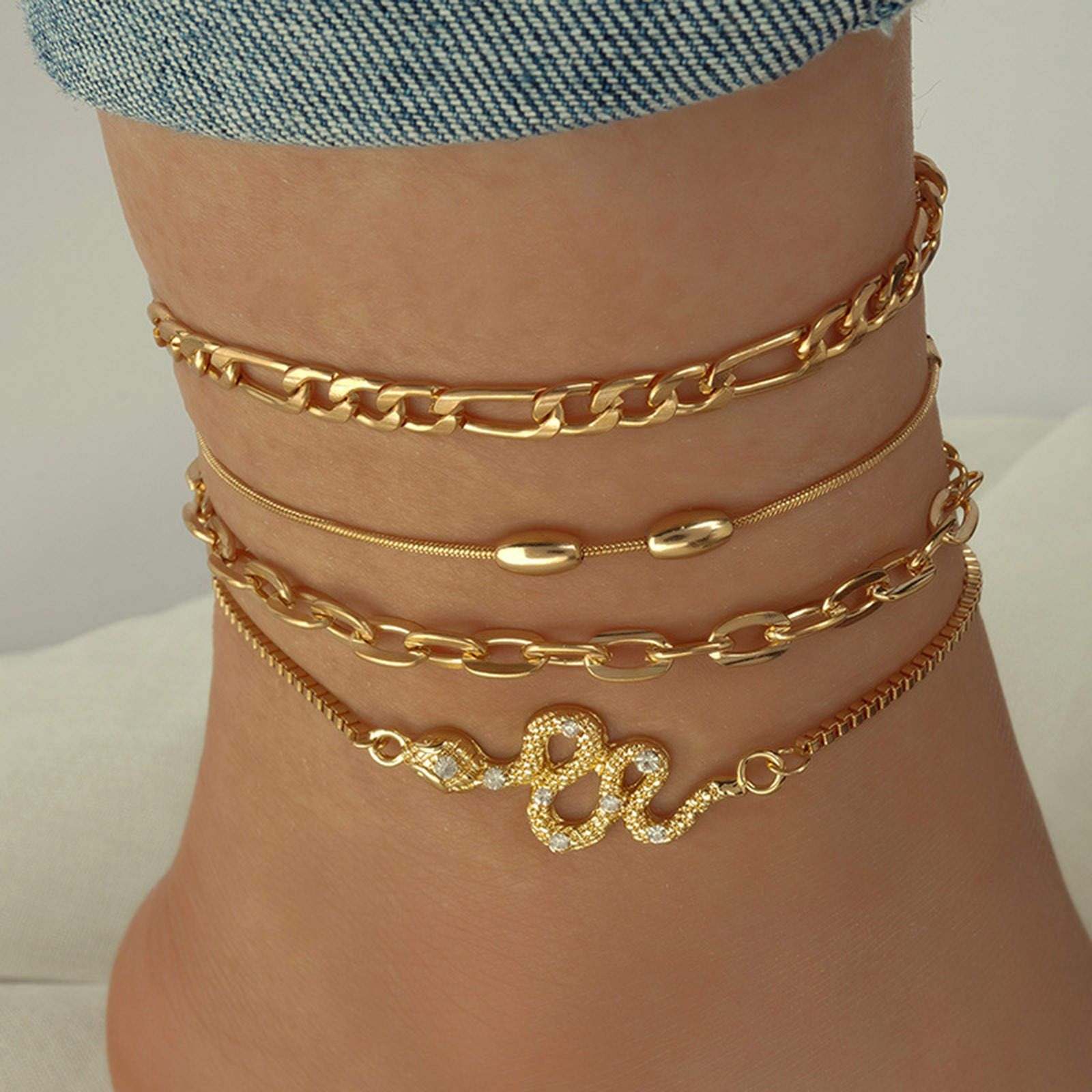 Juego de 8 cadenas para tobillo estilo bohemio para mujer, pulsera de cadena para pierna, playa, Océano, accesorios para pies: Style 6