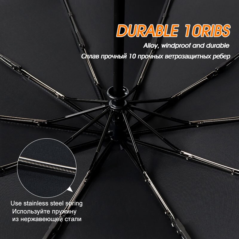 Wind Resistant Fully-Automatic Umbrella Rain Women For Men 3Folding Large Parasol 10K Compact Travel Business Car Umbrellas
