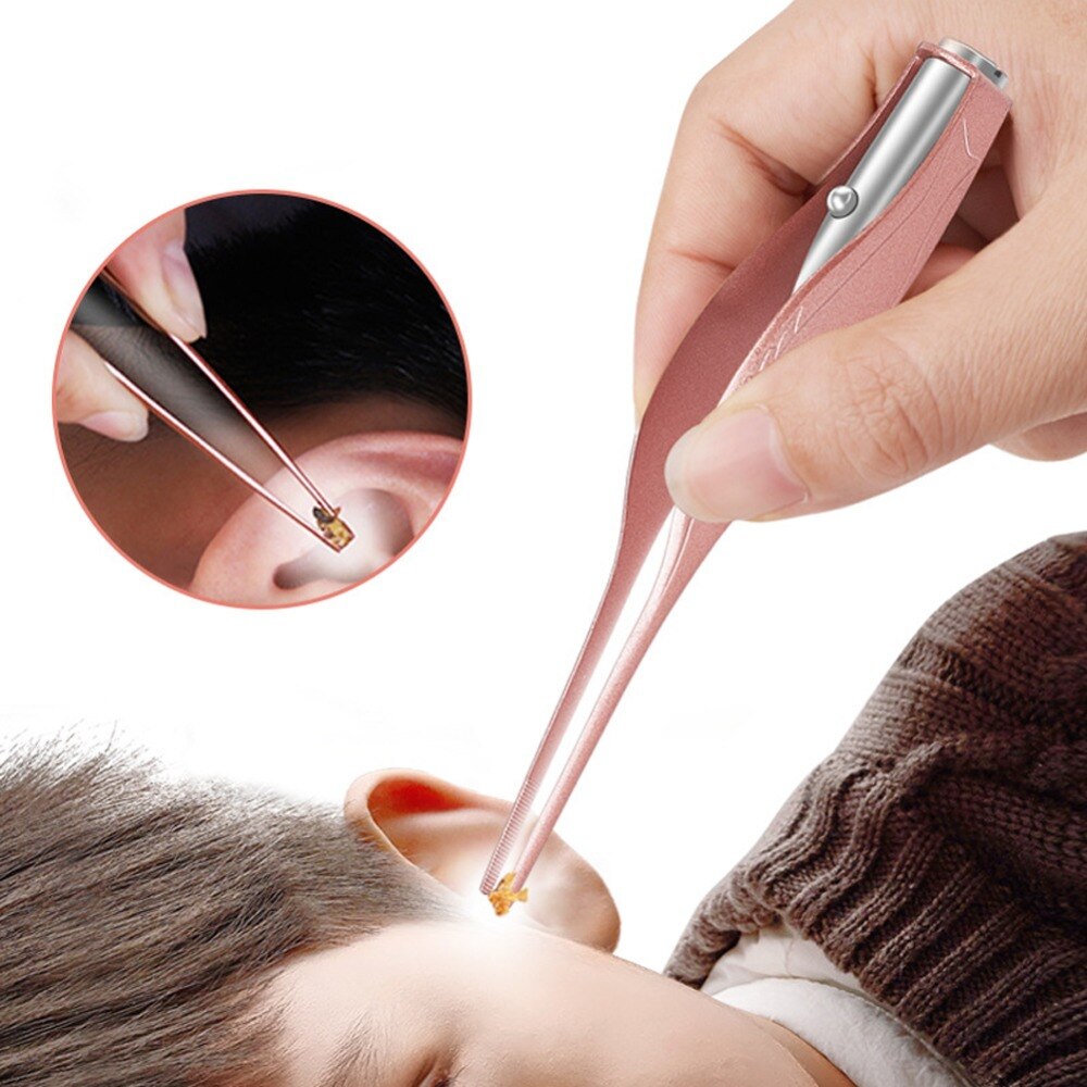 Multifunctionele pincet lichtgevende baby oorsmeerreiniger led zaklamp oorstokje oorsmeer verwijderaar pincet oorcurette lepel gezondheidszorg