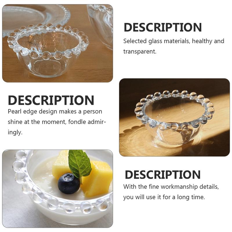 1pc glazen kommen parelrand chique groentesaladekom fruitschaal transparante opbergkom