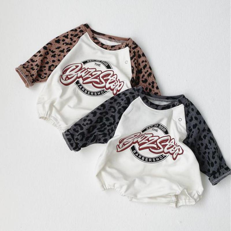 Outono bebê bodysuit leopardo impressão manga longa de uma peça da criança menino macacão roupas da menina do bebê 0-24m