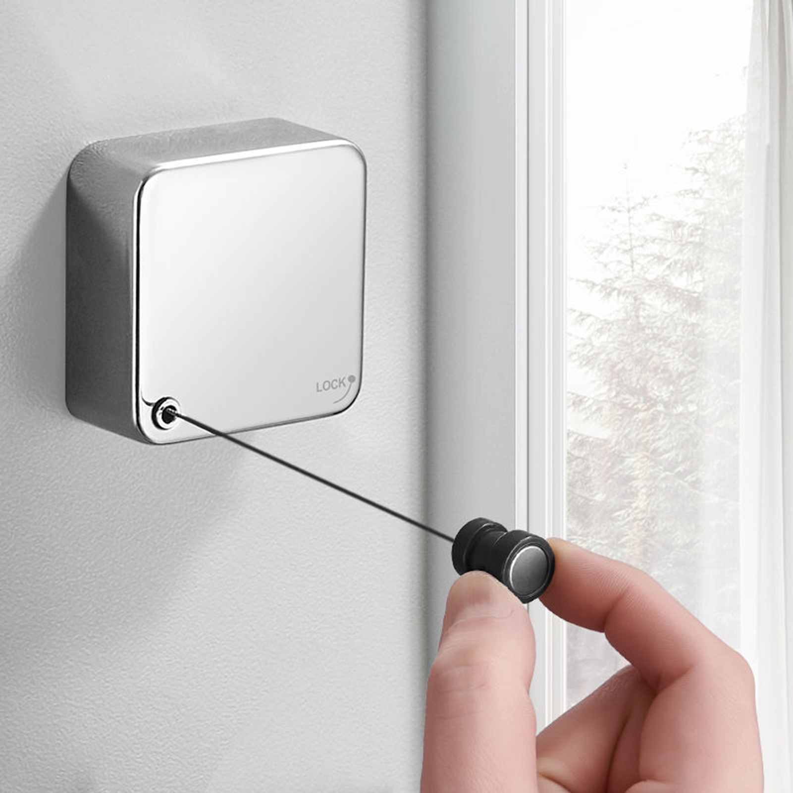 Automatic Retractable Drying Rack Stainless Steel Clothesline Durable Retractable Rope Free Punching For Hanging Wet Clothes