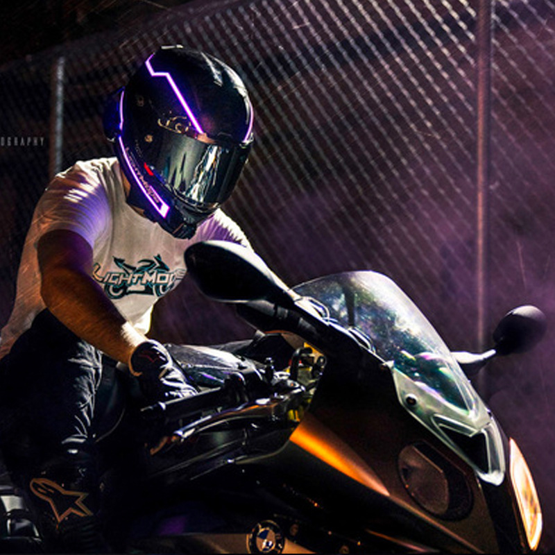 Bande lumineuse pour casque de moto avec lumière froide et nocturne, Kit lumineux d&#39;avertissement LED étanche