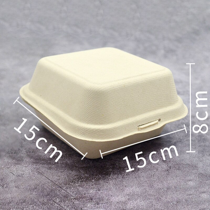 Clamshell Disposable Eco Containers Microwavable Hinged Container Restaurant Carryout Lunch Meal Takeout Storage Service.: Pulp color
