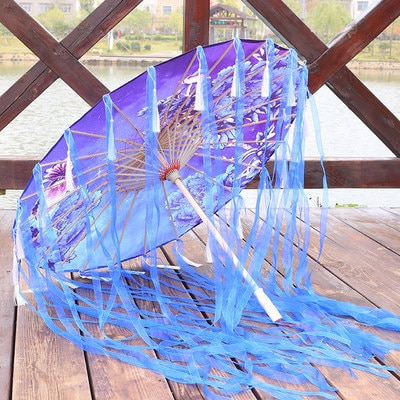 Neue erwachsene Bambus geölte Papier Regenschirm Quasten Garn Band Hanfu retro Frau Sonnenschirm Durchführung japanischen chinesischen Stil Regenschirm: Braun
