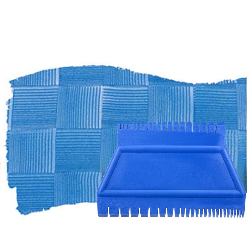 Wood Grain Tool 4.7 Inch Ladder Rubber Graining Pattern Scraper Tool for Wall Painting Decoration DIY MS15 Blue