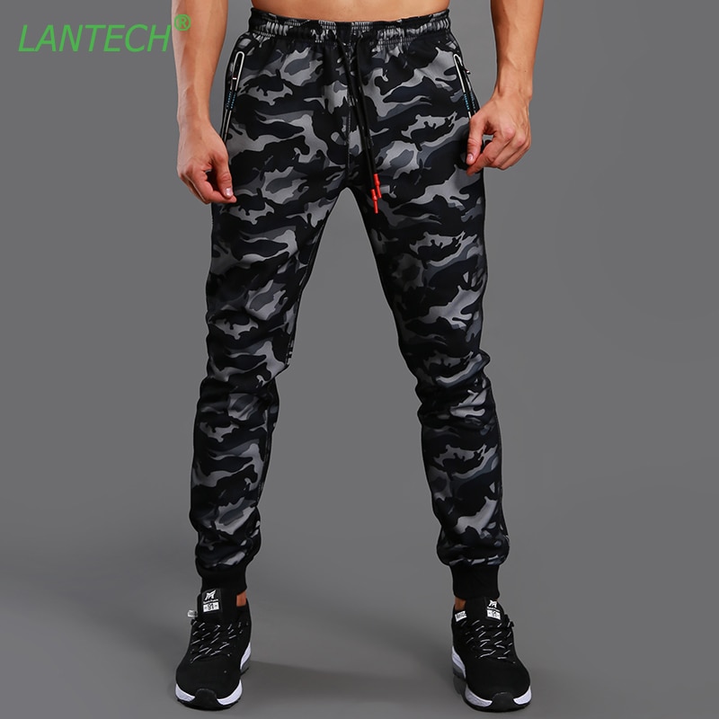 LANTECH Mannen Broek Running Joggers Training Sport Camouflage Sportkleding Fitness Oefening Run Gym Broek Pocket Broek Rits