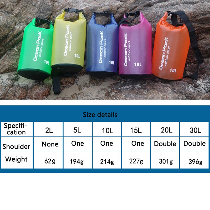 Outdoor 2L 5L 10L 15L Waterproof Dry Bag Pack Sack Swimming Rafting Kayak River Canoeing Trekking Floating Sailing Waterproof