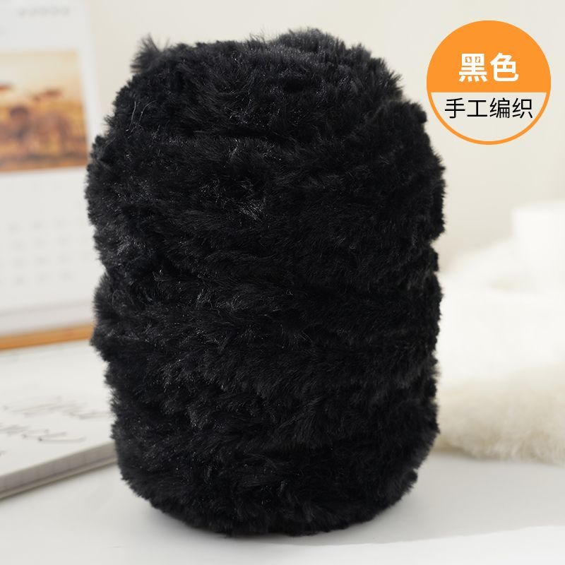 Imitation Mink Fur Yarn Hand Woven High-end DIY Hook Hat Hook Scarf Sweater Slippers Soft Fur Coarse Yarn Crochet Handmade Scarf: Duck Green