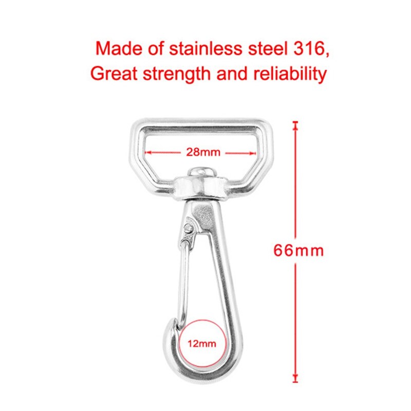 2PCS Swivel Snap Hook Stainless Steel Quick Strapping Hook Hiking Camping Carabiner