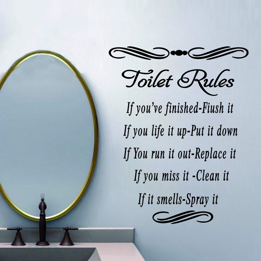 1PC Removable Quotation Wall Stickers Decals Wall Stickers Wall Art Toilet Rules Washroom Bathroom Home Decor
