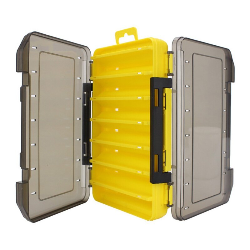 Double Sided Fly Fishing Tackle Box 12 14 Compartments Bait Lure Hook Storage Box Plastic Lure Storage Case High Strength h: B1