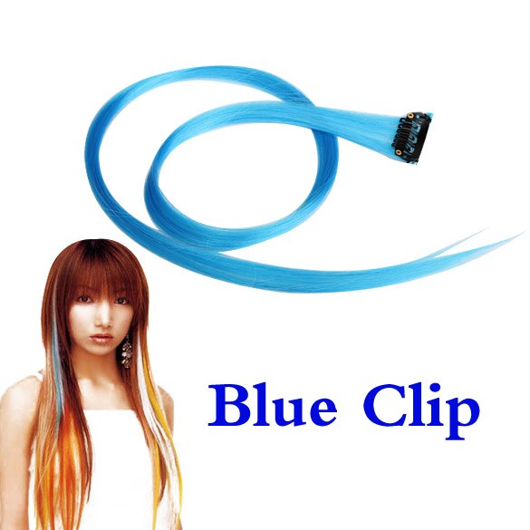 Kleurrijke clip op hair extensions straight persoonlijkheid punk blauw lange