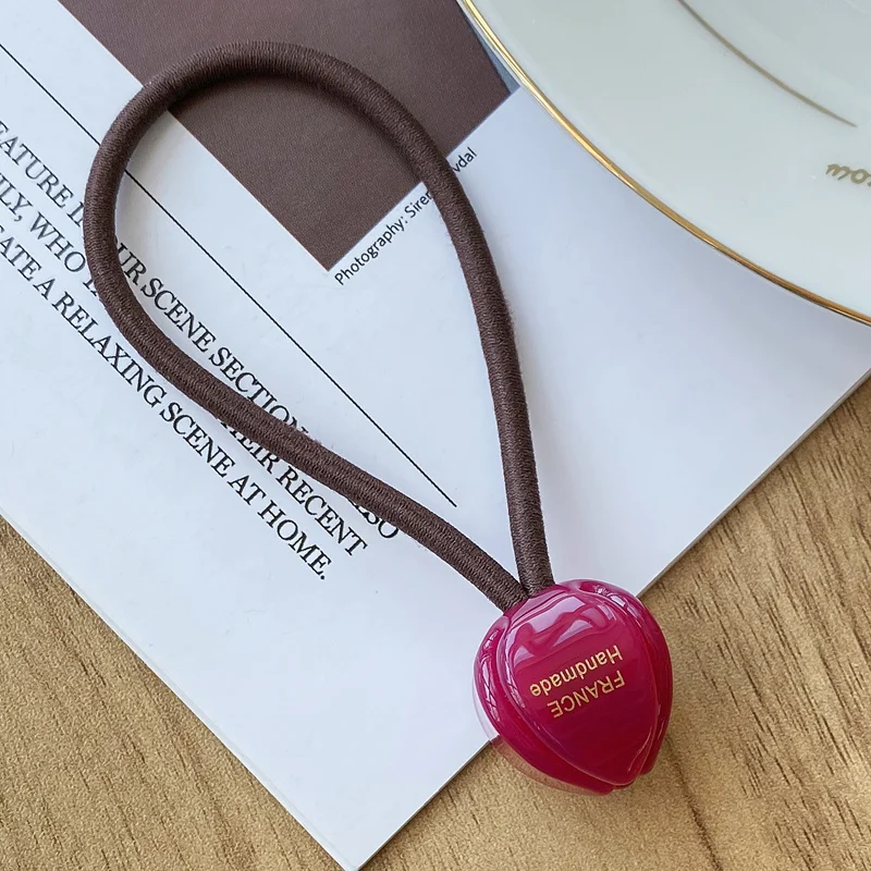 Círculo de pelo de flores coreano, cabeza de capullo de flor, cabeza de bola, cuerda para el pelo de cola de caballo alta, cuerda para el cabello enrollada, accesorio para el cabello de mujer: plum