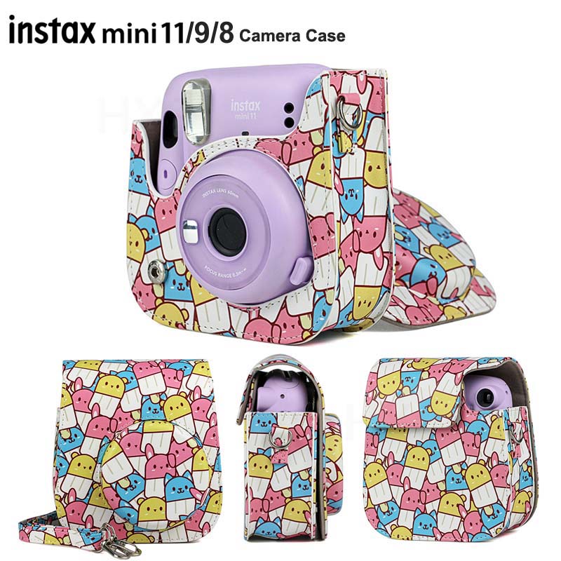Camera Case Compatibel Met Fujifilm Instax Mini 11/9/8 Instant Film Camera, pu Lederen Tas Cover Met Verstelbare Schouderband: P