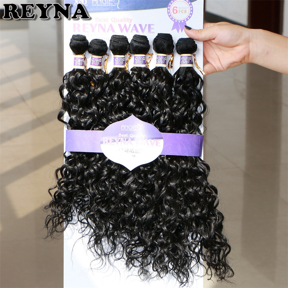 REYNA Water Wave synthetisch haar uitbreiding Hoge Temperatuur 6 stks/partij fiber haar bundels weave