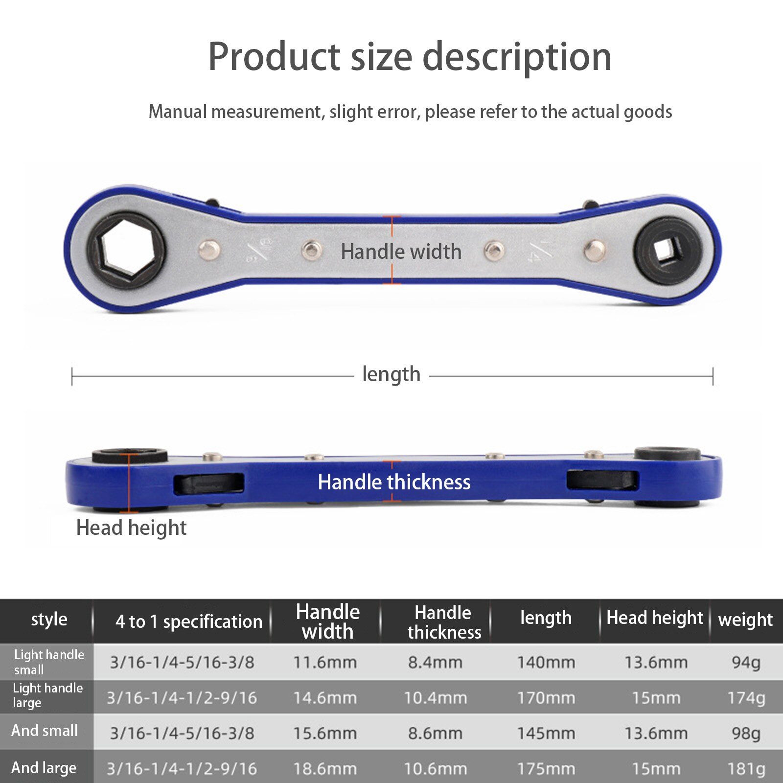 Spanner Spanners Ratchet Wrench Double-Ended Wrench Squares Hexagon Hand Tools Air Conditioner Refrigeration Ratchet Spanners