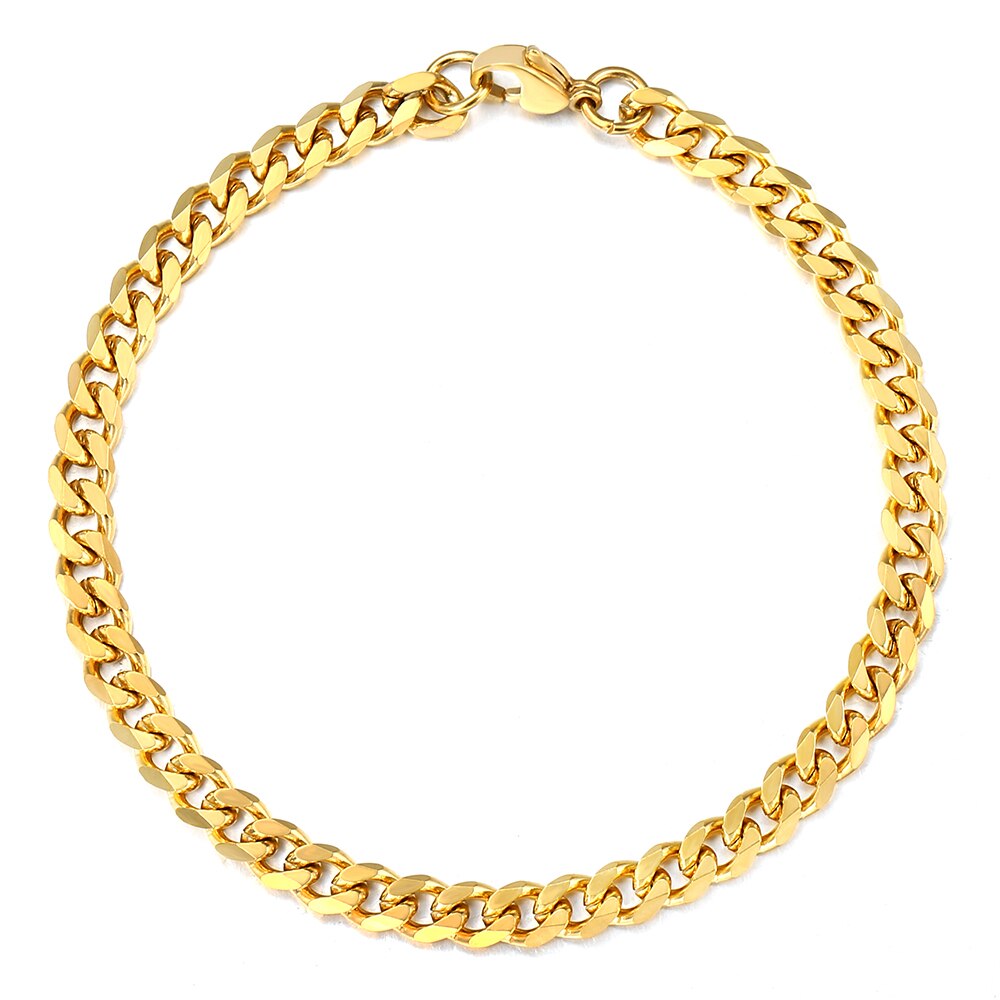 Bracelet de cheville 3/5/7mm pour femmes filles gourmette chaîne à maillons cubaine acier inoxydable femmes chaînes bijoux 10 pouces usage quotidien DKAM05