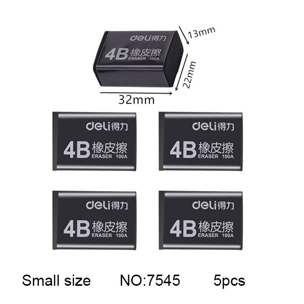 Deli-borrador 4b de 5 piezas para niños, útiles escolares, borrador de lápiz, , suministros de corrección, pintura artística, gomas suaves, pequeñas y grandes: 7545-5pcs Small