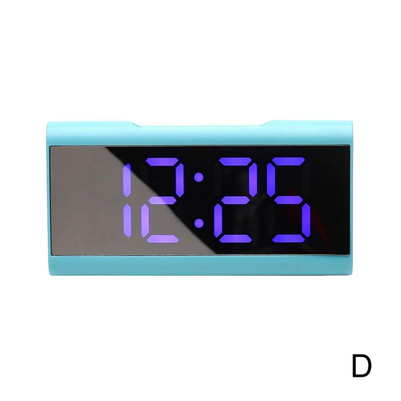Led Mirror Screen Alarm Clock Digital Clock Voice Control Snooze Date Temperature Display For Home Decoration X8j3: Blue