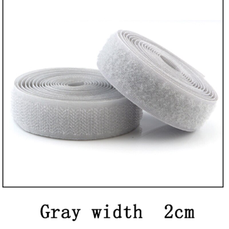 2 meter 16/20mm kardborrefästen sugru kardborreband utan självhäftande fäste nylon magisk tejp remsa sömnadstillbehör kardborre: 20mm / Grå 2m