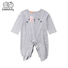 Emmababy Casual Pasgeboren Baby Meisje Jongen Cartoon 3D Oor Creeping pak Baby cartoon footies voor jongens meisjes Outfit Kleding