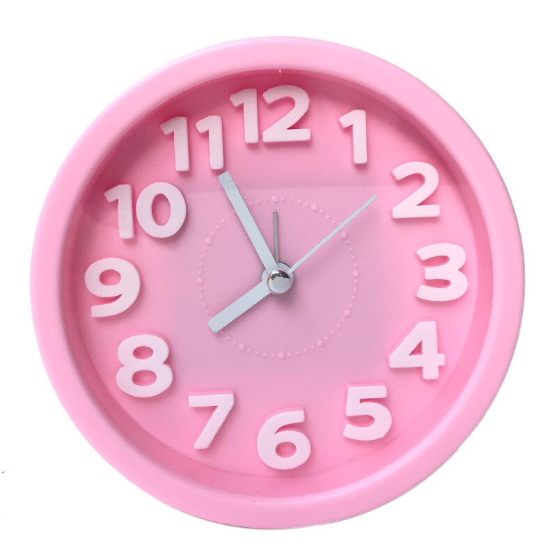 Round Alarm Clock Simple Style Wake Up Table Clock Square Silent Desk Clocks Snooze Portable Travel Alarm Clock Battery Powered: round pink