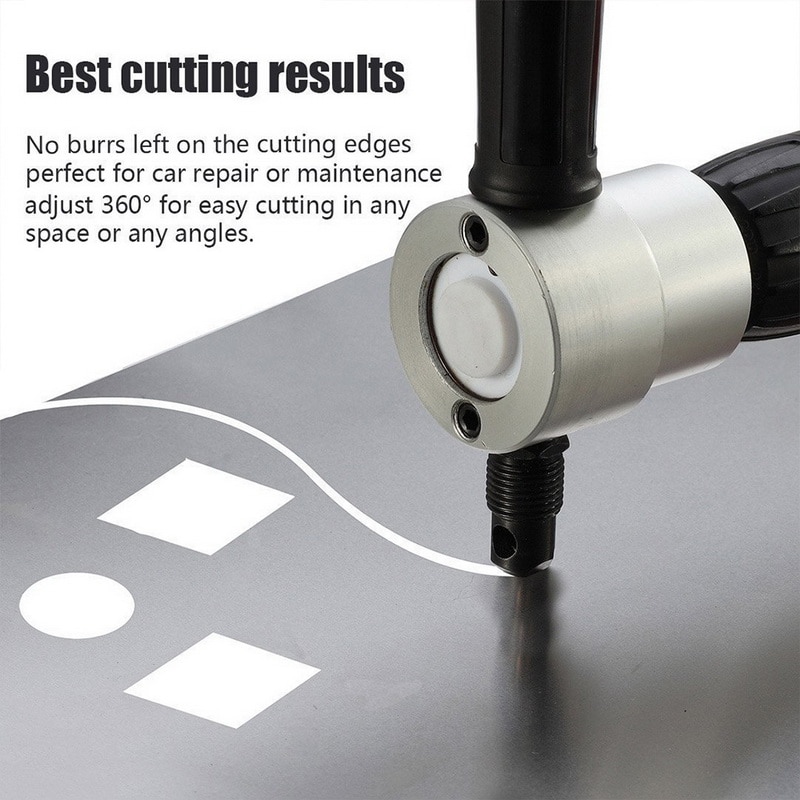 Metal Sheet Double Headed Nibbler Cutter Drill Attachment Cutting Tool with Mini Wrench