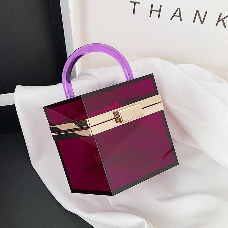 Acryl Transparante Zak Doos Stijl Portemonnees En Handtassen Voor Vrouwen Party Clutch Avondtasje Eenvoudige Vrouwelijke Trend Tas: 4