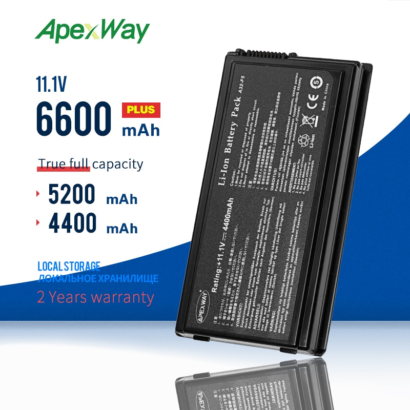 Apexway A32-F5 Laptop Battery for ASUS F5C F5M F5R F5SL F5V F5VL X50 series X50M X50R X50SL X50VL 90-NLF1B2000Y 6 Cells