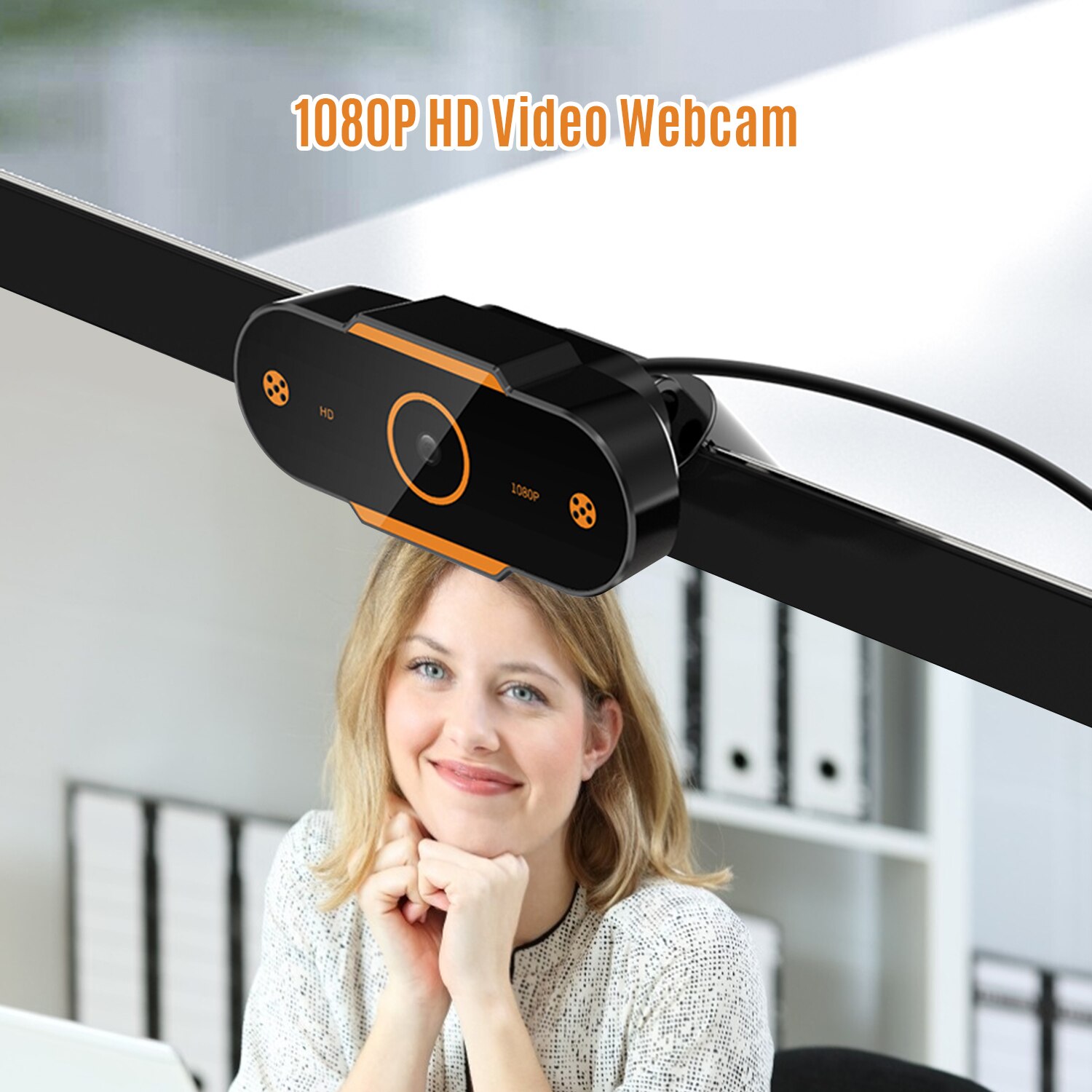 1080P HD Computer Camera Video Conference Camera Webcam 2K Resolution Auto Focus H.264 Video Compression with Microphone