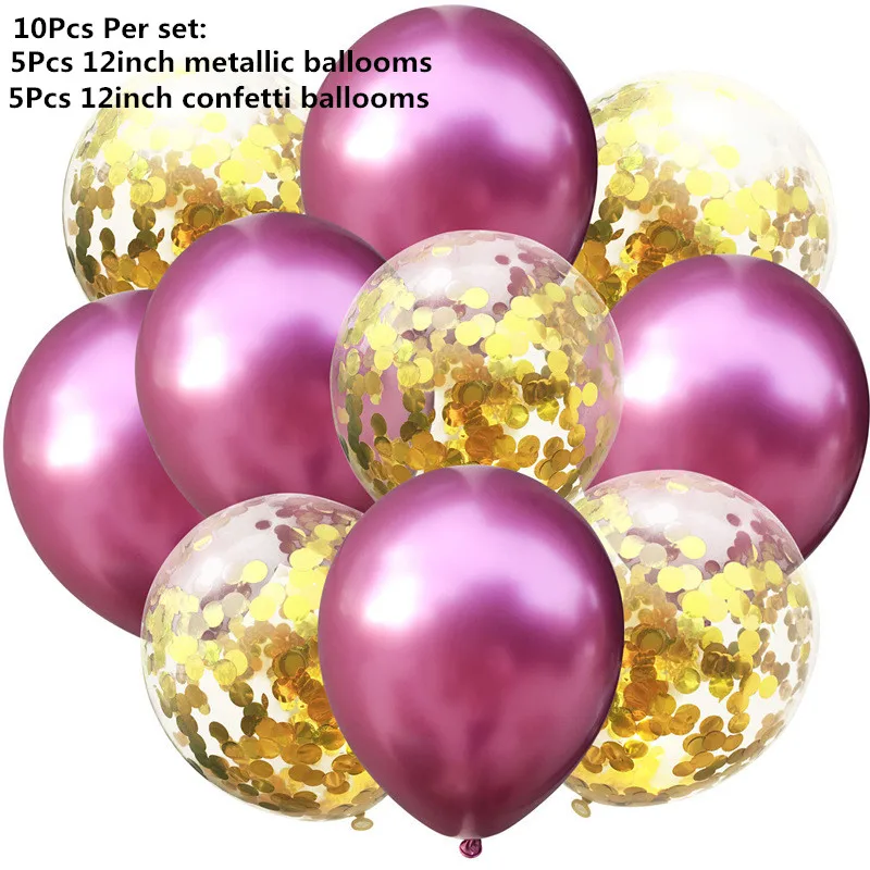 10/14 pçs mix rosa balões coração estrela rosegold confete balão festa de aniversário decorar crianças adulto bolas de ar casamento globos