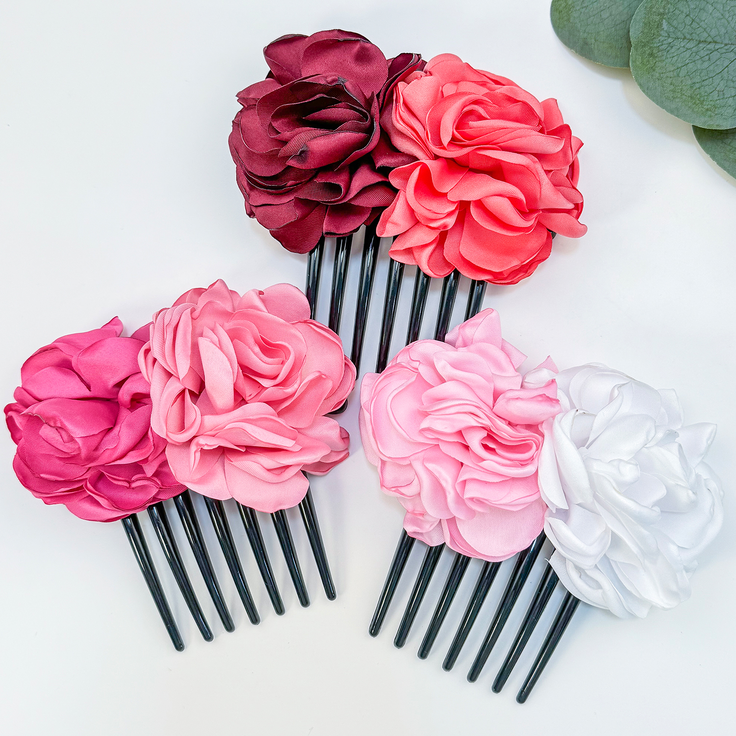 Hårstylingverktøy for kvinner med blomster, hårpinner, flettet vri, hårkam, hårtilbehør til kvinner, jenter, satengblomster, krøllete ornamenter