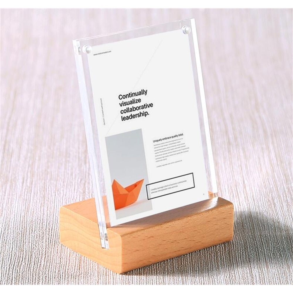 6X9Cm Acryl Frame Houten Bureau Teken Houder Naam Card Cover Merchandise Prijskaartje Display Stand