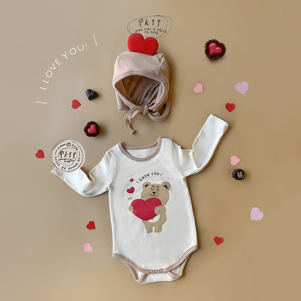 Kurzarm-babybody mit bärenmuster für jungen und mädchen, sommer-baumwoll-Gesamt