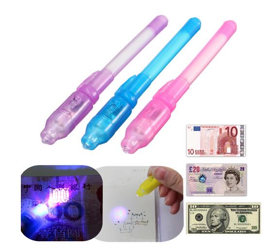 4 teile/los, UV-Licht Stift Unsichtbare Tinte Sicherheit Marker Stift Mit Ultra Violet LED Schwarzlicht