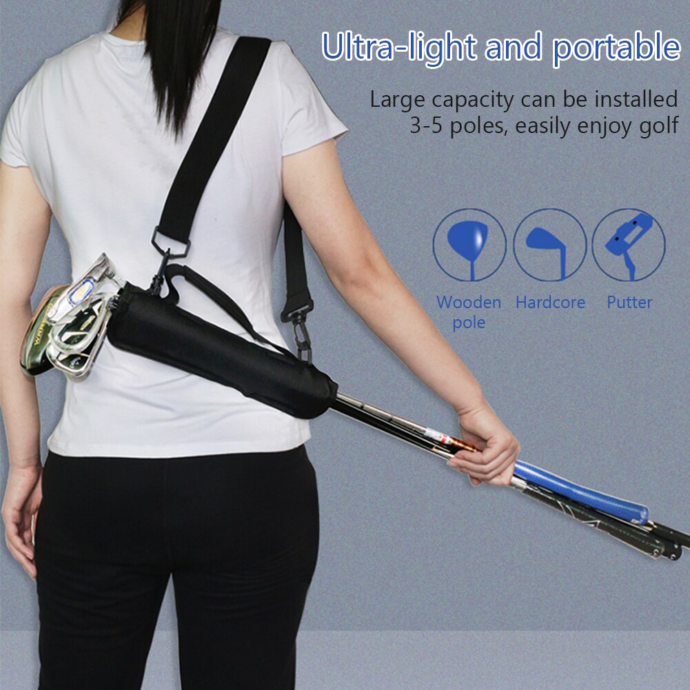 Nylon Golf Club Carrier Bag Adjustable Strap Portable Unisex For Driving Range Travel Small Accessories Magic Sticker