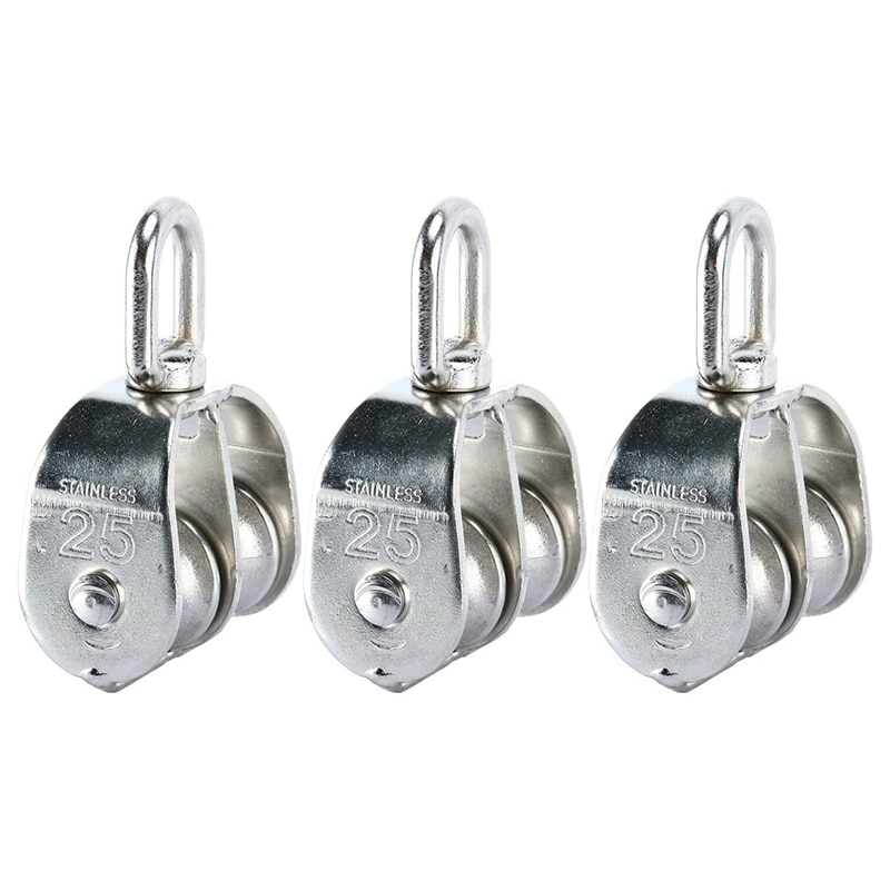 3 Pack M25 Doppel Flaschenzug in 304 Edelstahl Kran schwenken Haken Doppel Rolle Rolle beladen