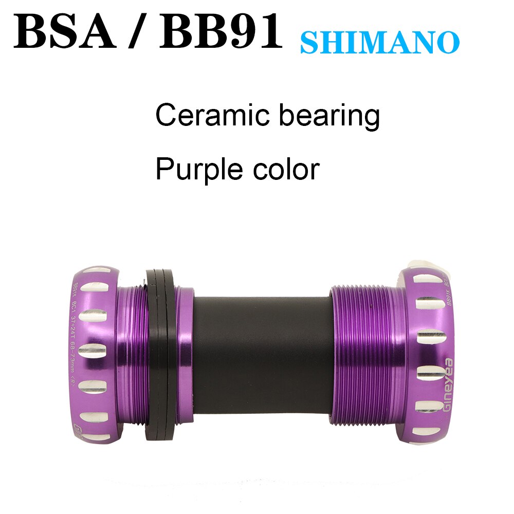 Gineyea bottom bracket bb86 bb91 bb91 BSA for shimano 22 24 19 41 mm ceramic road bike MTB red purple color