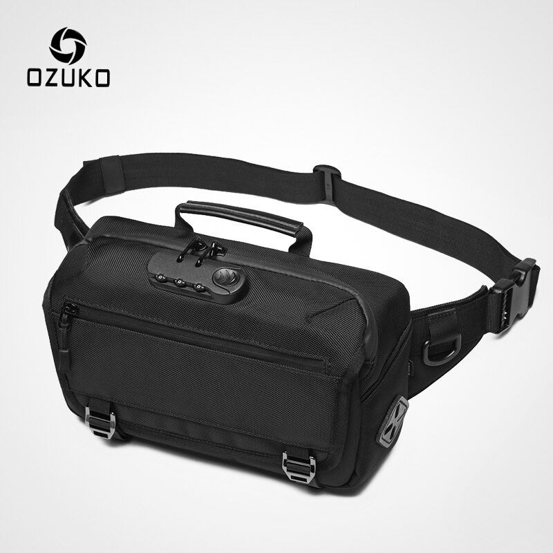 OZUKO Leisure Anti-diefstal Mannen Taille Tas Toevallige Fanny Pack Mannelijke Waterdichte Taille Zakken USB Opladen Borst Zak voor Mobiele Telefoon