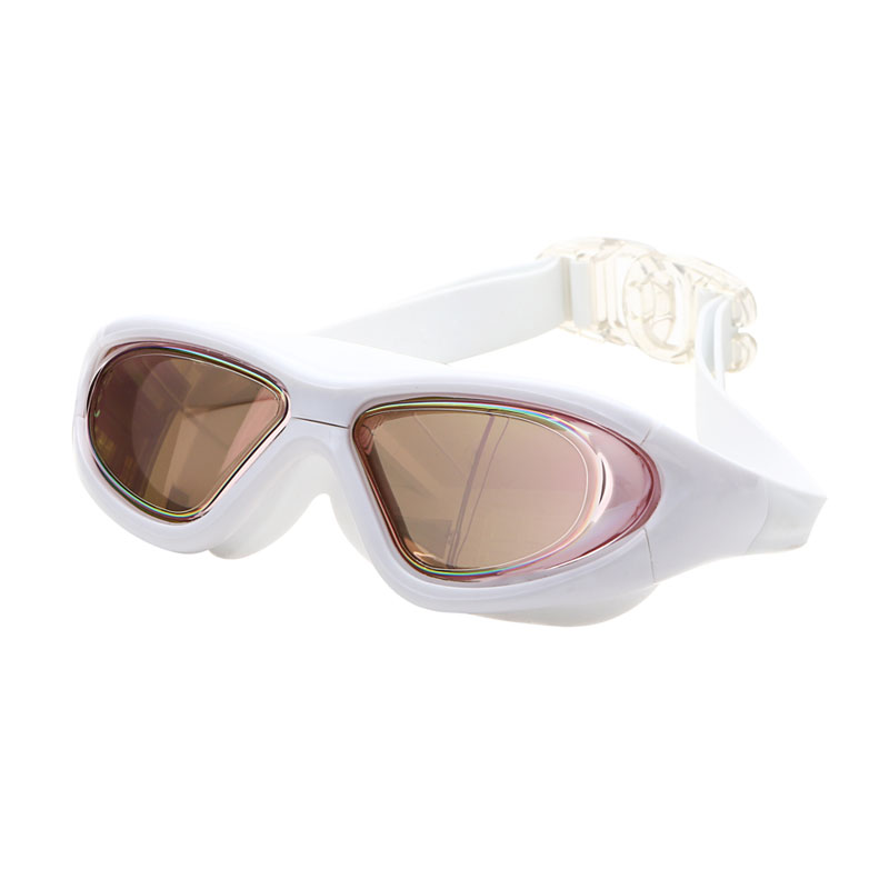 Swimming glasses Myopia Prescription Adult silicone big frame Diving goggles electroplate anti fog waterproof Mask swim eyewear: Pink