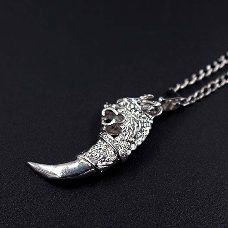 Punk modiga män wolf tand spike hänge halsband män smycken fang tand amulett hänge halsband xlct 009: Default Title