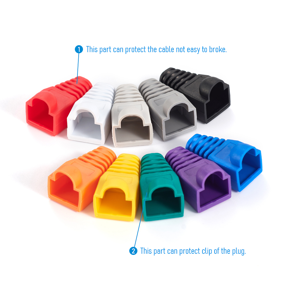 Blandet farve cat 5e cat 6 rj45 ethernet netværkskabel trækaflastningskapper kabelstik stikdæksel