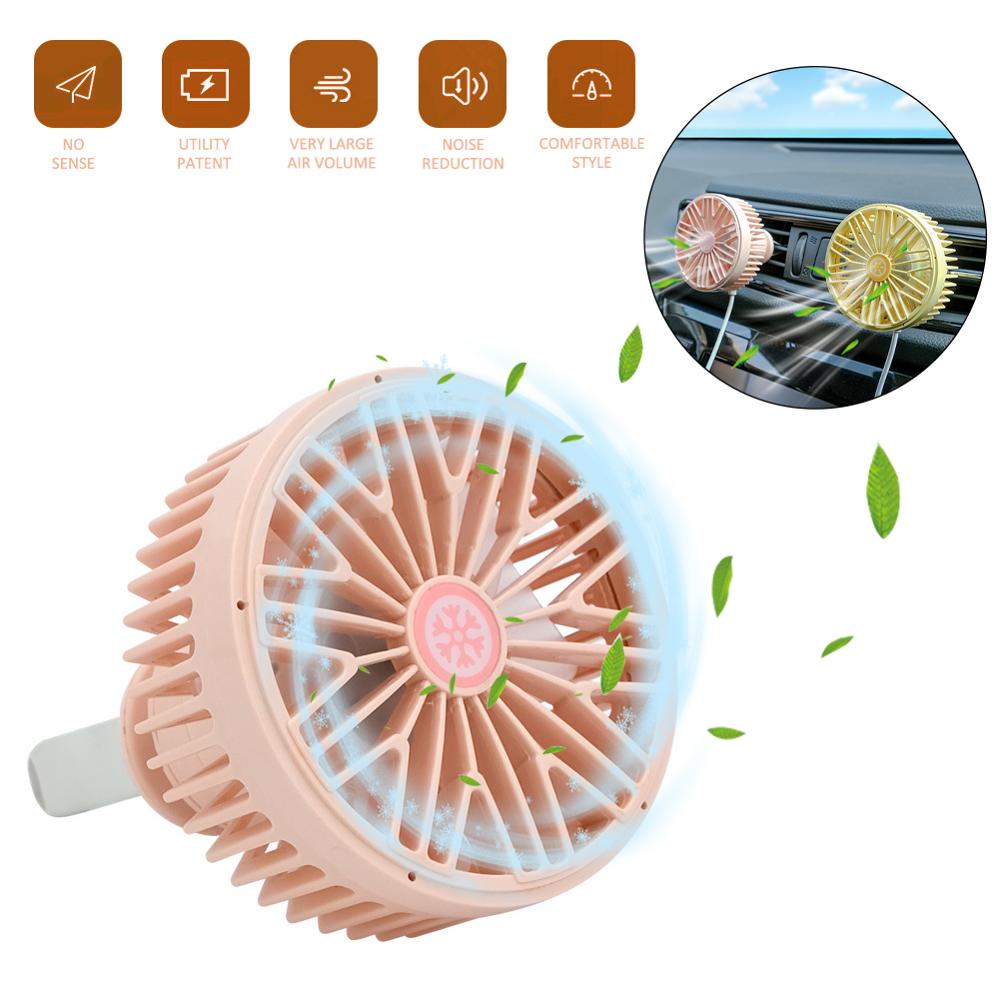 Car Outlet Fan 360 Degree Rotating Car Air Vent Fan Car Cooling Accessories Swing Fan Car Interior Accessories Auto Backseat Fan: Pink